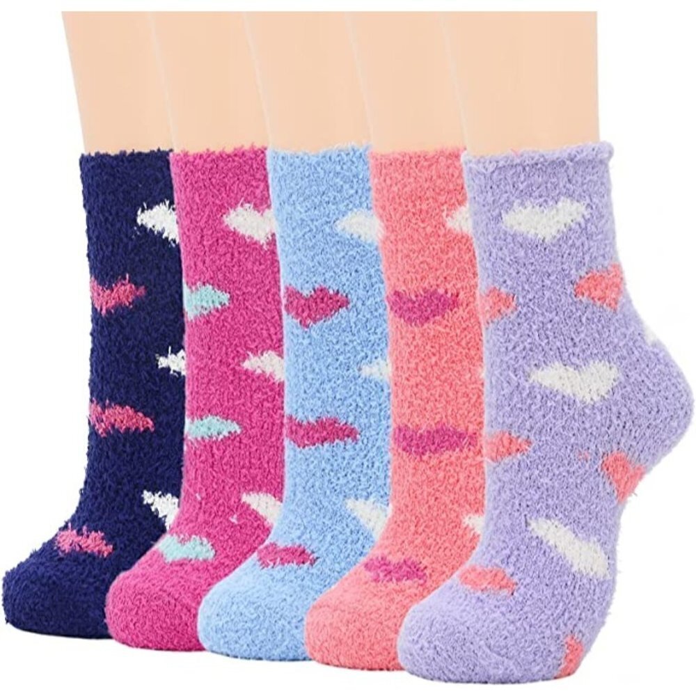 𝅺5 Pairs Luxury Soft Fluffy Fuzzy Socks Warm Winter Fall Thick Cozy Sleep NWT